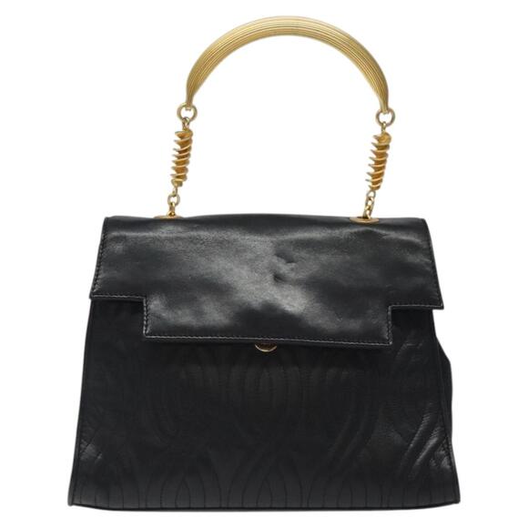 FENDI Pasta Hand Bag Leather Black - Picture 2 of 12